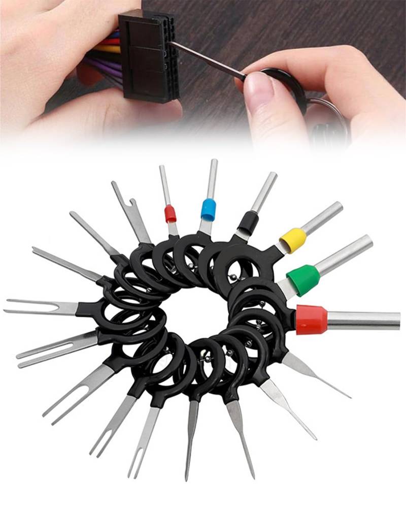 21 teiliges Auto Entriegelungswerkzeug Set, KFZ Stecker Auspinwerkzeug, Terminal Removal Tool Kit für Flach und Rundsteckkontakte, Reparatur und Ausbauwerkzeug für die meisten Anschlussklemmen von MOXTOYU