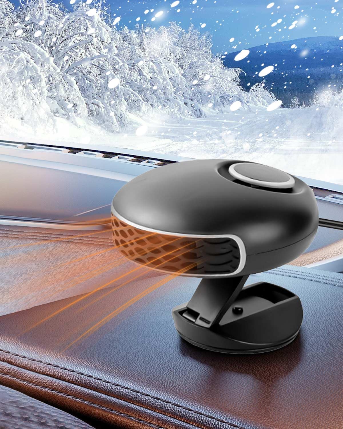 Tragbare 12V 150W Auto-Heizung und Ventilator 2-in-1, Schnell aufheizender Auto-Entfroster mit 360° Drehbasis, für schnelles Abtauen, Entnebeln und Aufheizen, Heizlüfter für die Windschutzscheibe von MOXTOYU