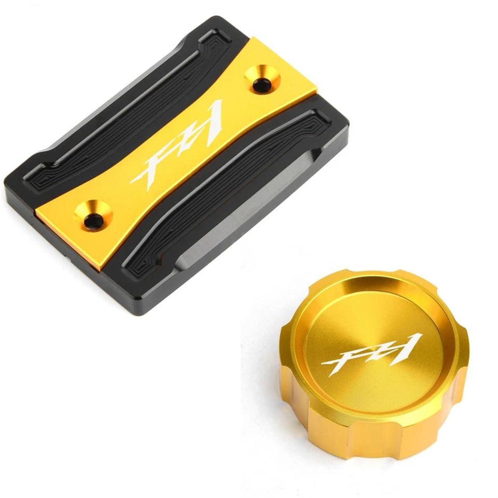 Tankabdeckung Motorräder Aluminium Vorder- Und Hinterradbremskupplung Ölflüssigkeitsbehälter-Abdeckkappe Für FAZER FZ1 2006–2015(Color:Front and Rear Gold) von MObyat