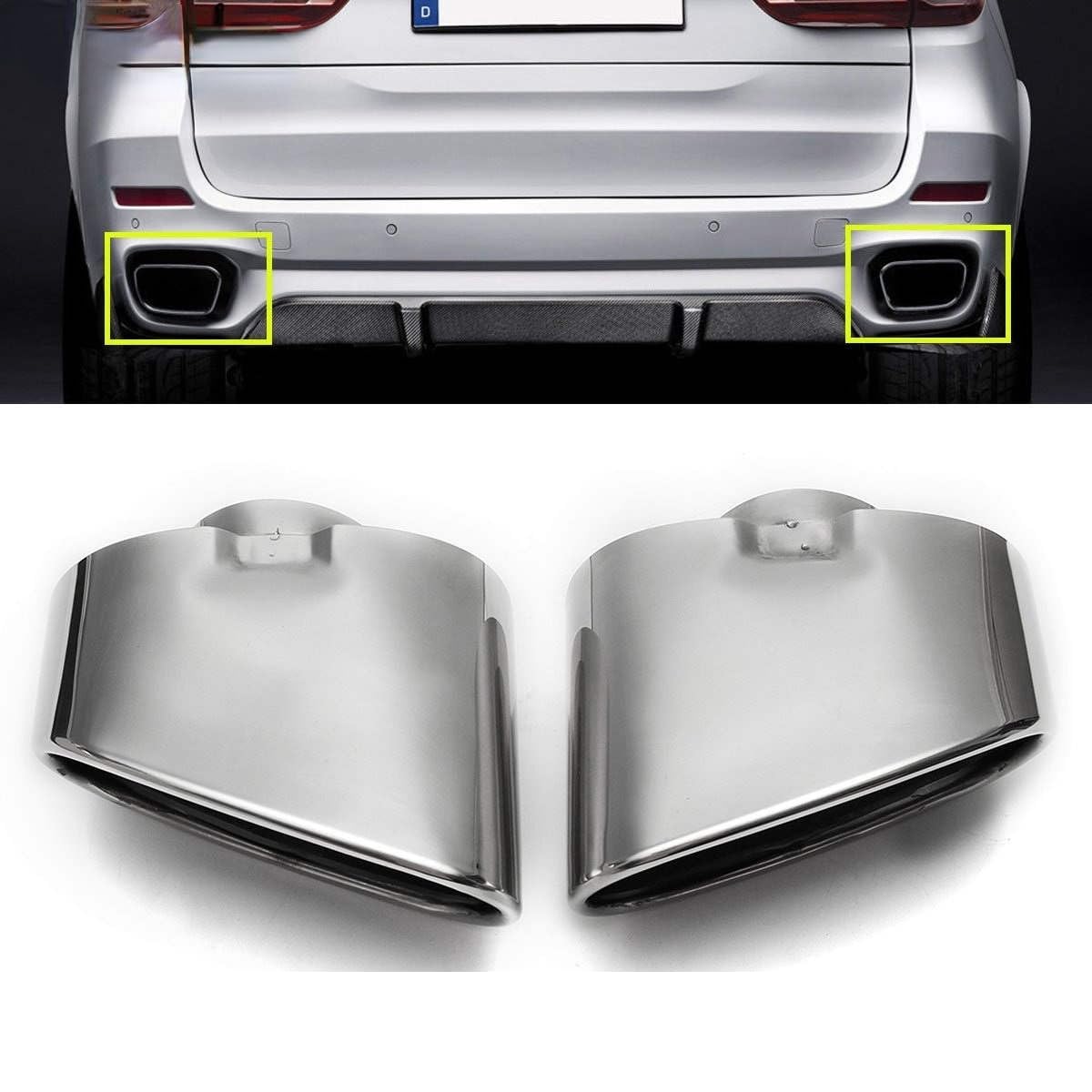 2 stücke Edelstahl Chrom Auspuff Dual Endrohr Schalldämpfer Spitze Für BMW X5 E70 2000-2016 von MPGOOD
