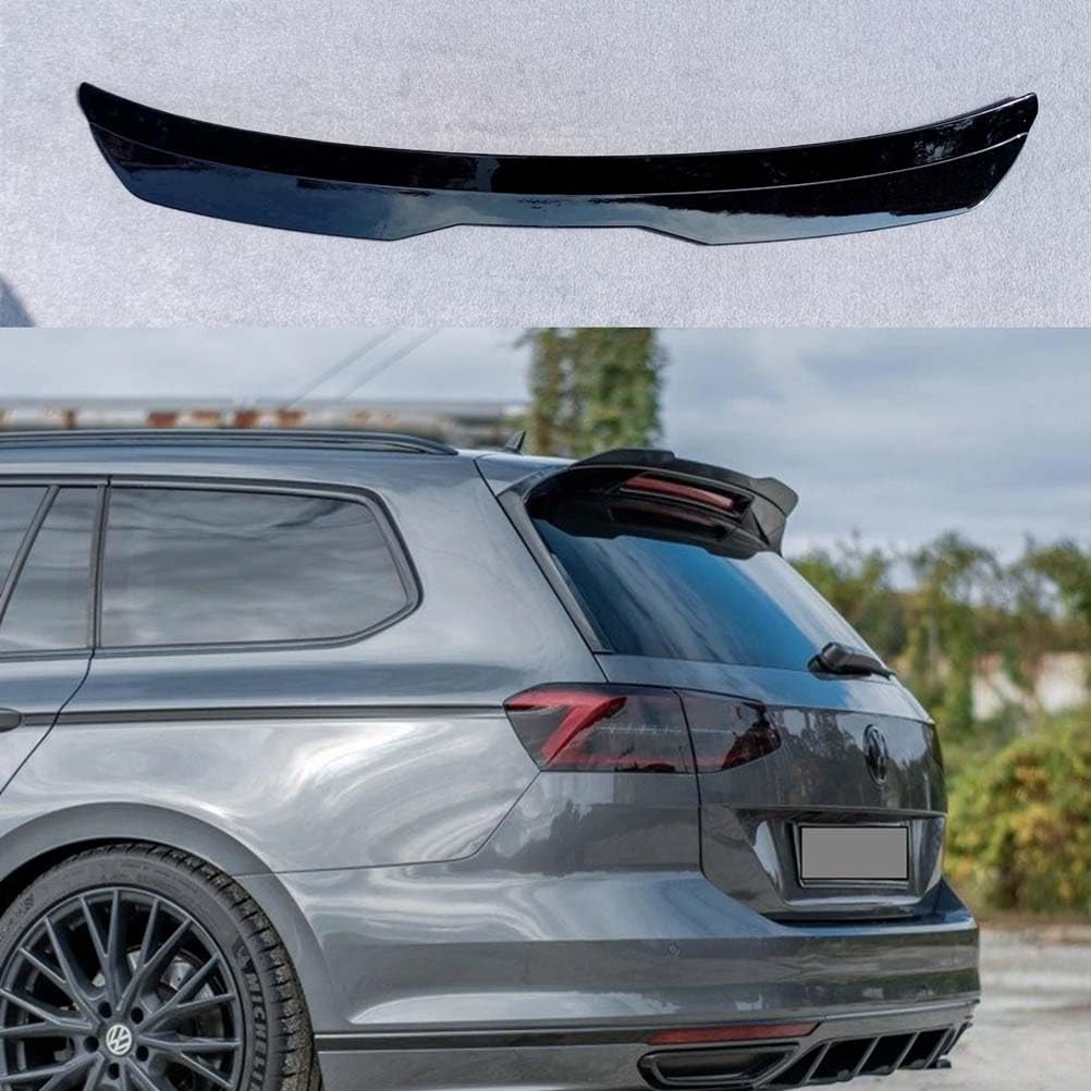 ABS-Heckflügel für Vw Passat B8 Kombi 2015 + glänzende Dachspoiler-Verlängerung, Auto-Heckflügel-Spoiler für Passat R-Line B8,Glossy Black von MPGOOD