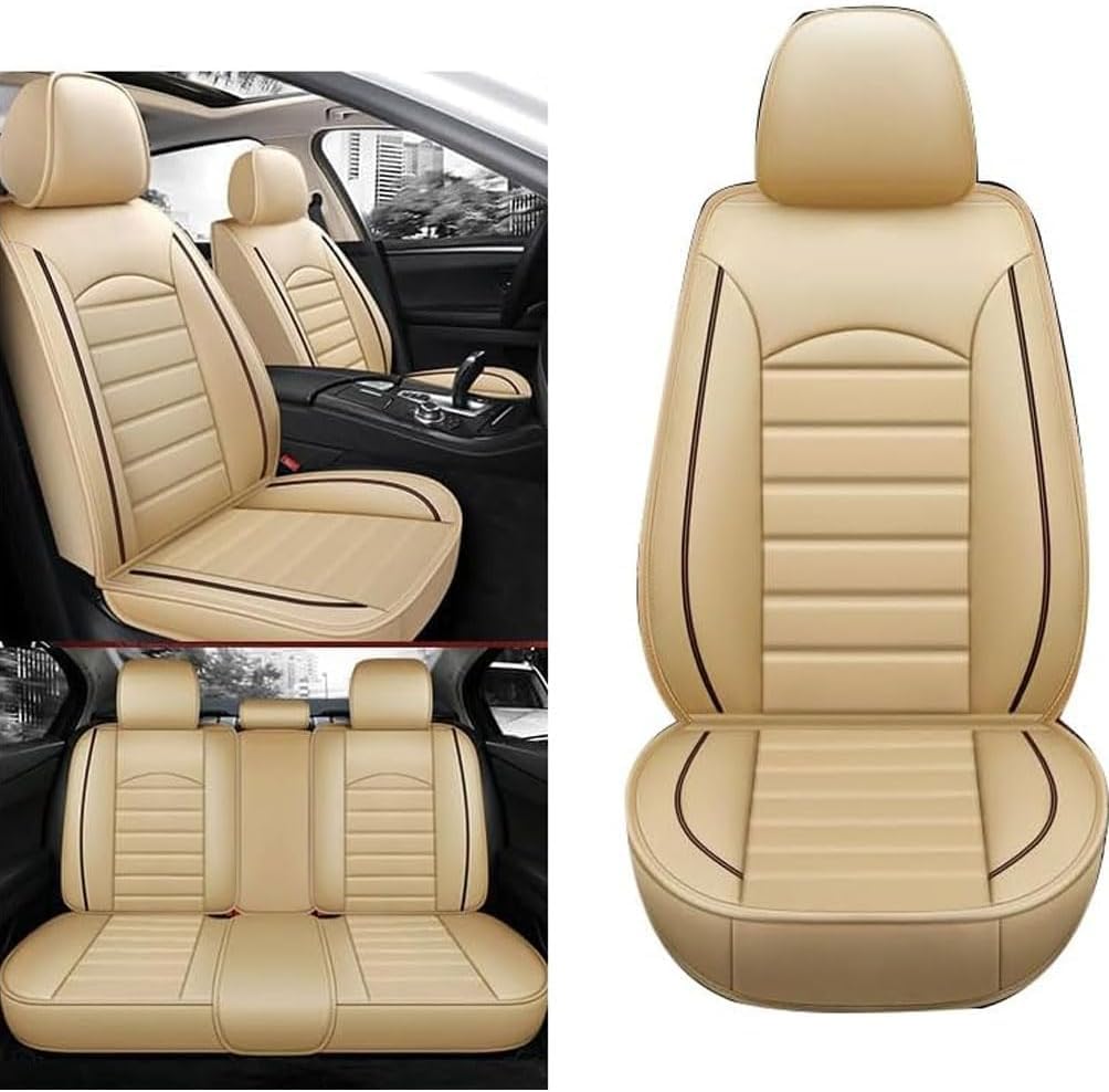 MPTKFMMH Auto Sitzbezügesets für Ford Focus 04 2004-2010,Atmungsaktive Sitzbezüge Set mit Airbag wasserdichte Autositzschoner,Beige von MPTKFMMH