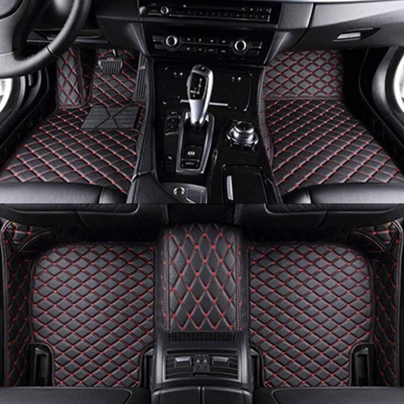 Auto Fussmatte passt für Mazda 2 3 (III) DJ I 2014-2024, Auto Fussmatten Set,Allwetter fußmatten Auto,Fußmatten,Autoteppich Matte,Fahrermatte,wasserdicht und rutschfest,Blackred-LHD von MPXQISVB