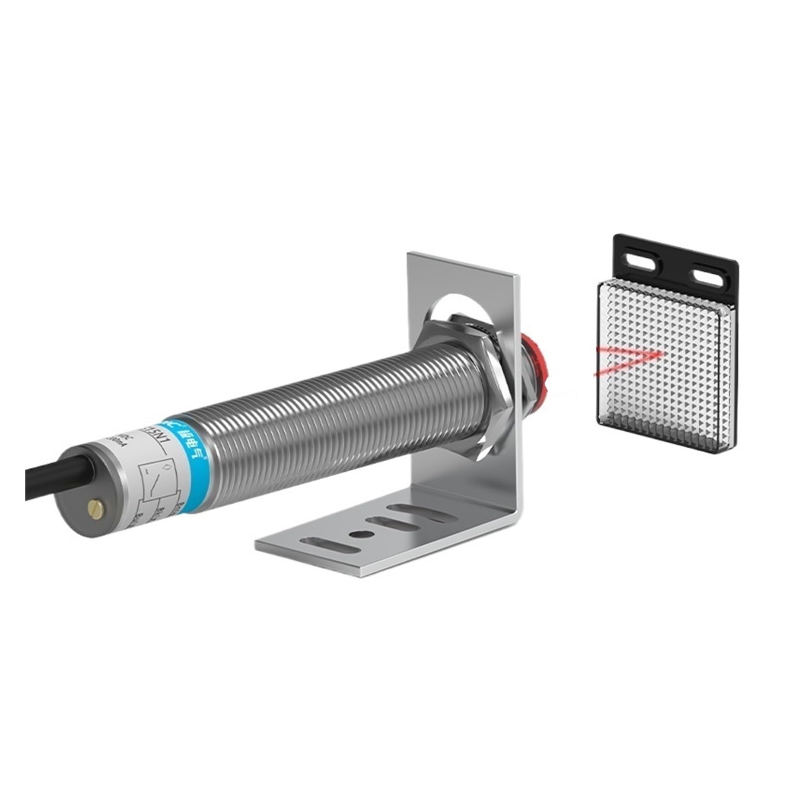 Laser-Lichtschranke, retroreflektierend, M12-Serie, 10–30 V, NPN, PNP, sichtbarer Punkt, 2 mm Erfassungsabstand, 6 m, einstellbar(PNP NC) von MQNNCNZY