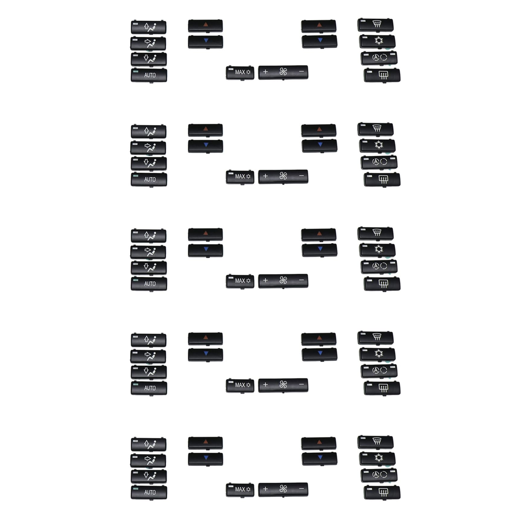 MQODLFP 5X 14 Tasten Tasten Kappe Auto Klimaanlage A/C Bedienfeld Schalter Tasten Tasten Abdeckung für E39 E53 525I 530I 540I M5 X5 von MQODLFP