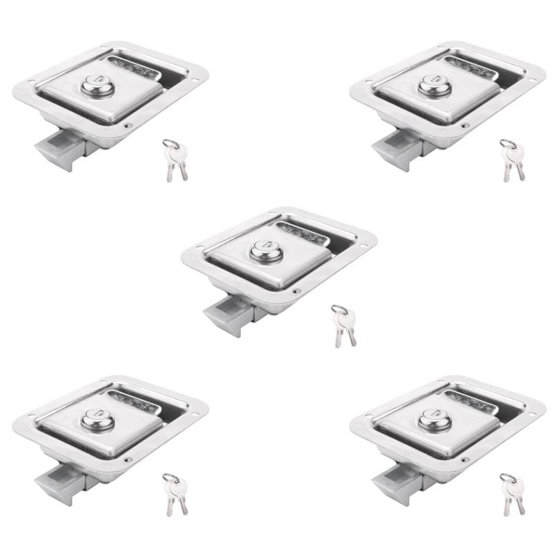 MQODLFP 5X Paddel Zuschlagen Schloss mit Schloss & Schlüssel Edelstahl RV Tür Schloss Robuste Verriegelung für Die Bündige von MQODLFP