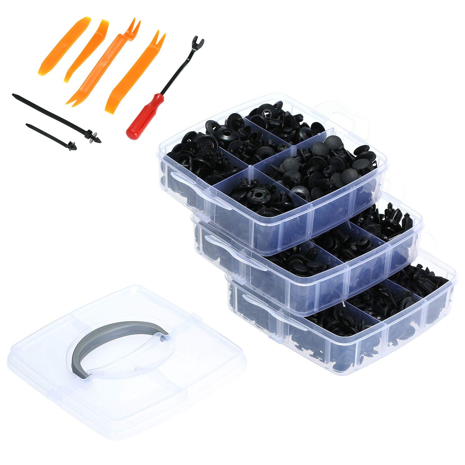 MQODLFP 655 StüCk/Set Auto Halte Klammern Kunststoff Befestigungs Satz Kit KotflüGel Niet Klammern 17 GrößEn Nylon Stoß Stange Auto DrüCken Pin Nieten Kit von MQODLFP