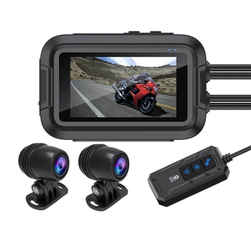 MQODLFP Dual 1080P Motorrad DVR wasserdichte Moto Kamera WiFi GPS Dash Cam Vorne Hinten Video Recorder Black Box Langlebig von MQODLFP