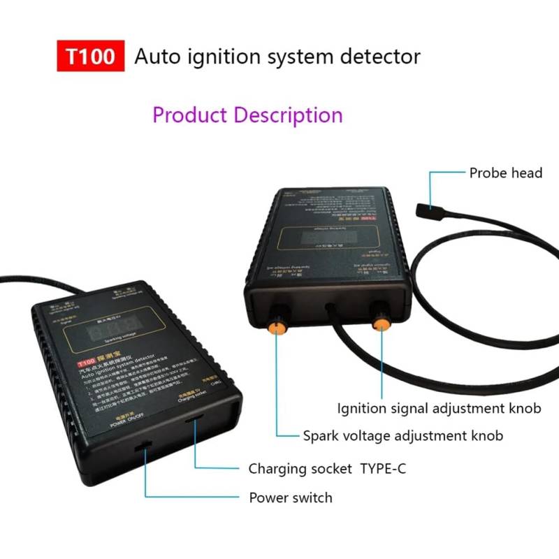 MQODLFP T100 Auto-Zündsystem-Detektor für 12-V-24-V-Zündsysteme zum Testen Von Zündsignal und Zündspannung von MQODLFP