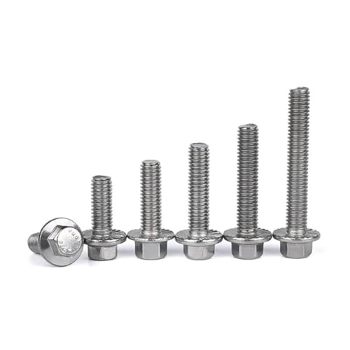 1/10pcs M5 M6 M8 M10 M12 A2-70 304 Stainless Steel GB5787 Hexagon Head with Serrated Cap Screw Hex Washer Head Bolt MQXFCZUX(10mm,10pcs M5) von MQXFCZUX