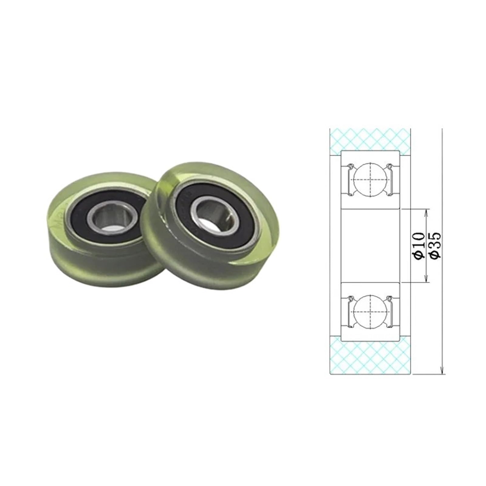 1pcs 35mm Molded Bearing Pulley PU600035-11 10 * 35 * 11 Glue Coated Roller 10 * 35 * 11 PU Mute Guide Wheel MQXFCZUX(PU600032-10 10x32x10) von MQXFCZUX