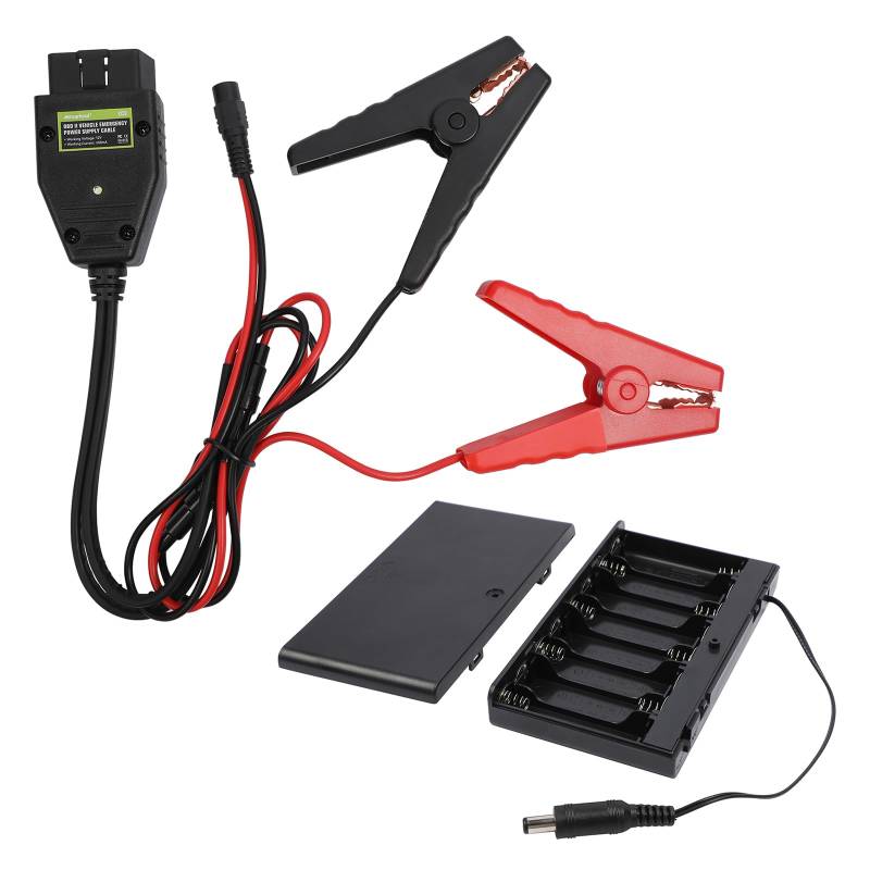 MRCARTOOL OBD2 Fahrzeug-ECU-Notstromversorgungskabel mit Krokodilklemme, 2 IN 1 KFZ Memory Saver mit Clip und OBD II, Fahrzeug ECU Notstromkabel 12V für Auto-Batterie-Ersatz und Schutz von ECU-Daten von MRCARTOOL