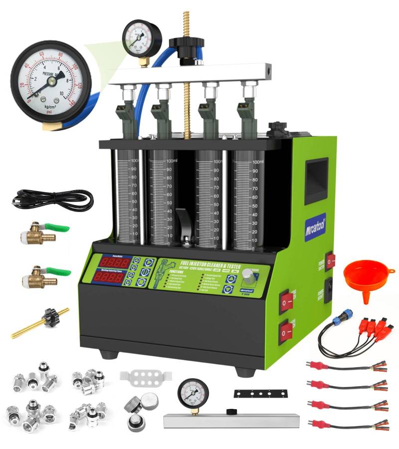 MR CARTOOL Ultraschallwellen Injektor Reiniger und Tester Kfz-Kraftstoffinjektor-Reiniger Tester mit 4 Zylinder für Gemeinsamer Injektor, Motorrad Automotive Kraftstoff Reinigungswerkzeuge von MR CARTOOL