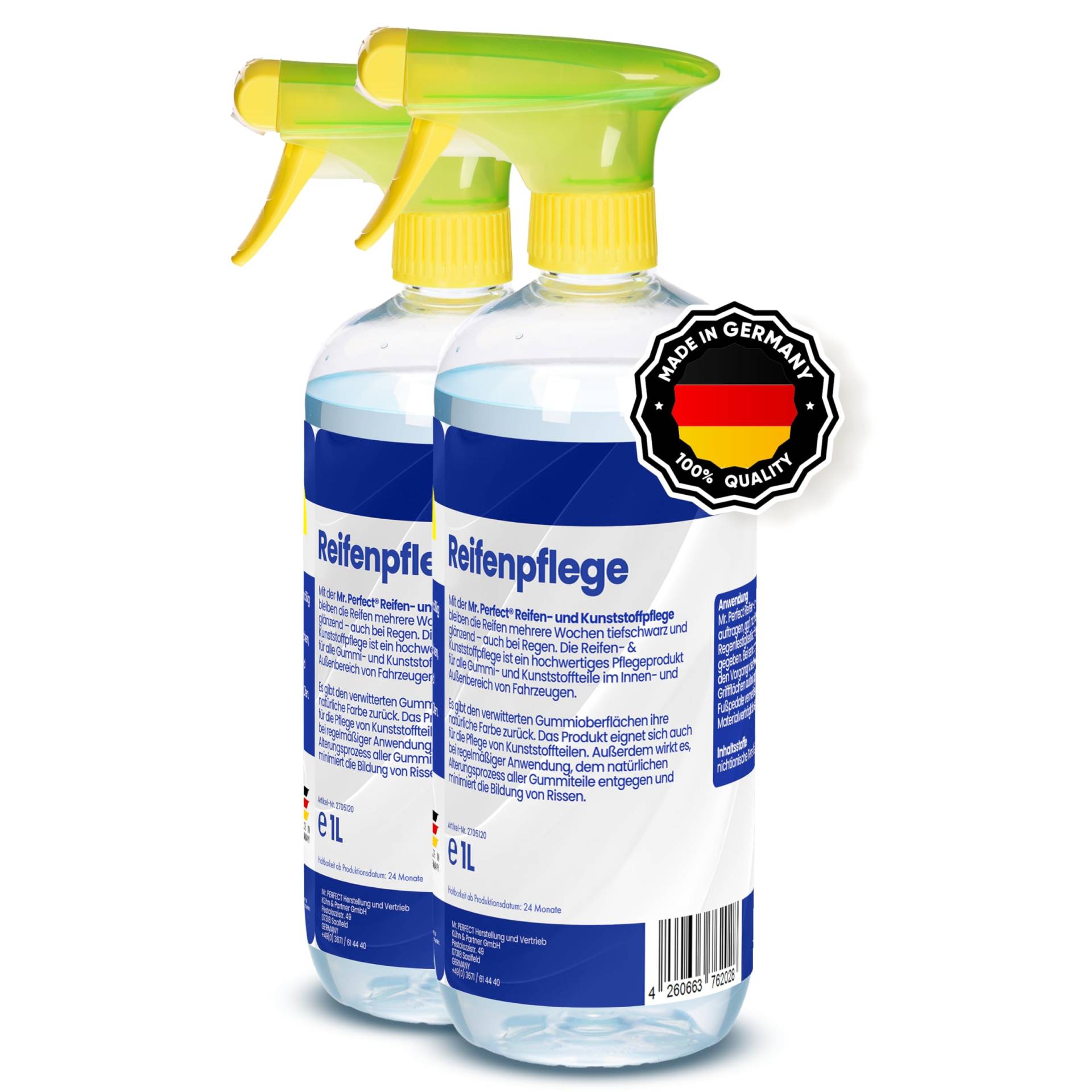 MR. PERFECT® 2x1L Reifenglanz - Auto Kunststoffpflege & Gummipflege für Außen - Schwarz - Reifenpflege für Reifenglanz - Autoreifen Pflege und Reifen Reiniger - Reifenschwarz Auto von MR. PERFECT