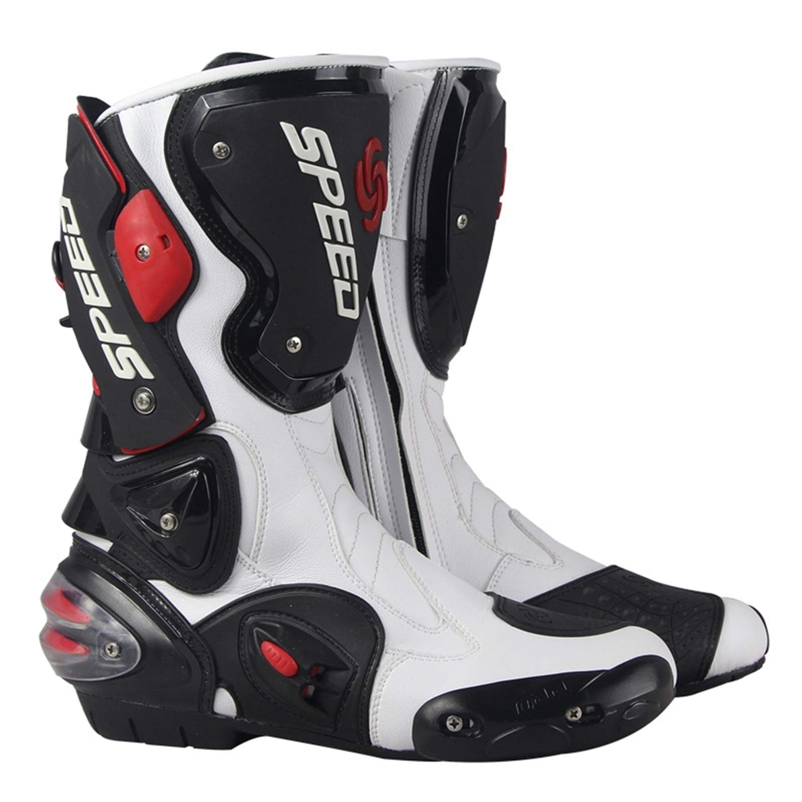 MRDEAR Motocross Stiefel aus Leder, Motorradstiefel Herren Wasserdicht mit Einstellbare Belüftung, Motorrad Stiefel Enduro Cross Stiefel Racing Sportstiefel mit Hartschalenprotektoren (40 EU,Weiß) von MRDEAR