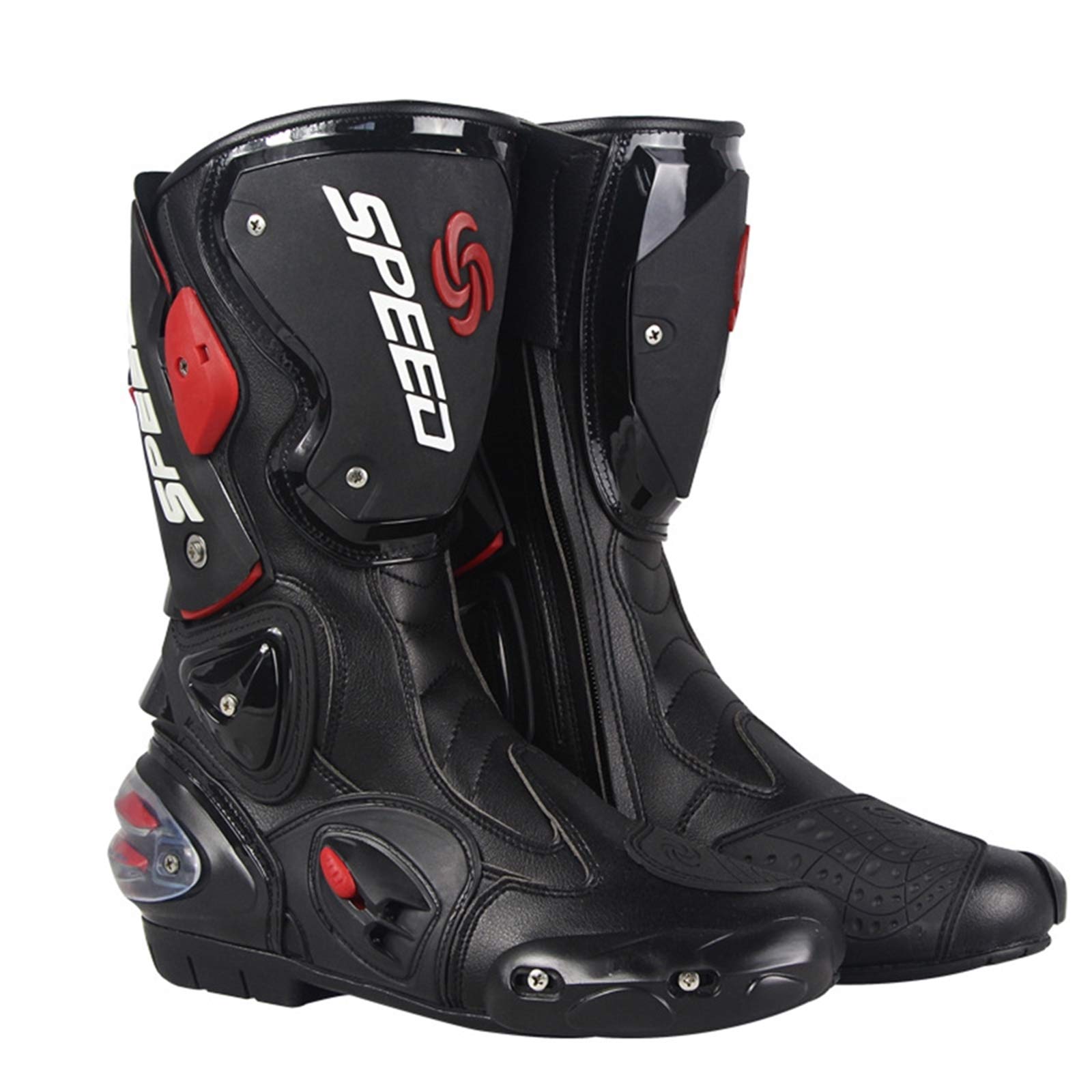 MRDEAR Motocross Stiefel aus Leder, Motorradstiefel Herren Wasserdicht mit Einstellbare Belüftung, Motorrad Stiefel Enduro Cross Stiefel Racing Sportstiefel mit Hartschalenprotektoren (43 EU,Schwarz) von MRDEAR