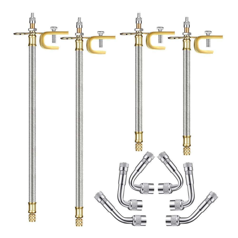 MRNHA 10 Stück Ventilschaftverlängerung Aus Edelstahl, 4 Stück Ventilverlängerung für Doppelreifen, 6 Stück Ventilverlängerungsadapter von MRNHA