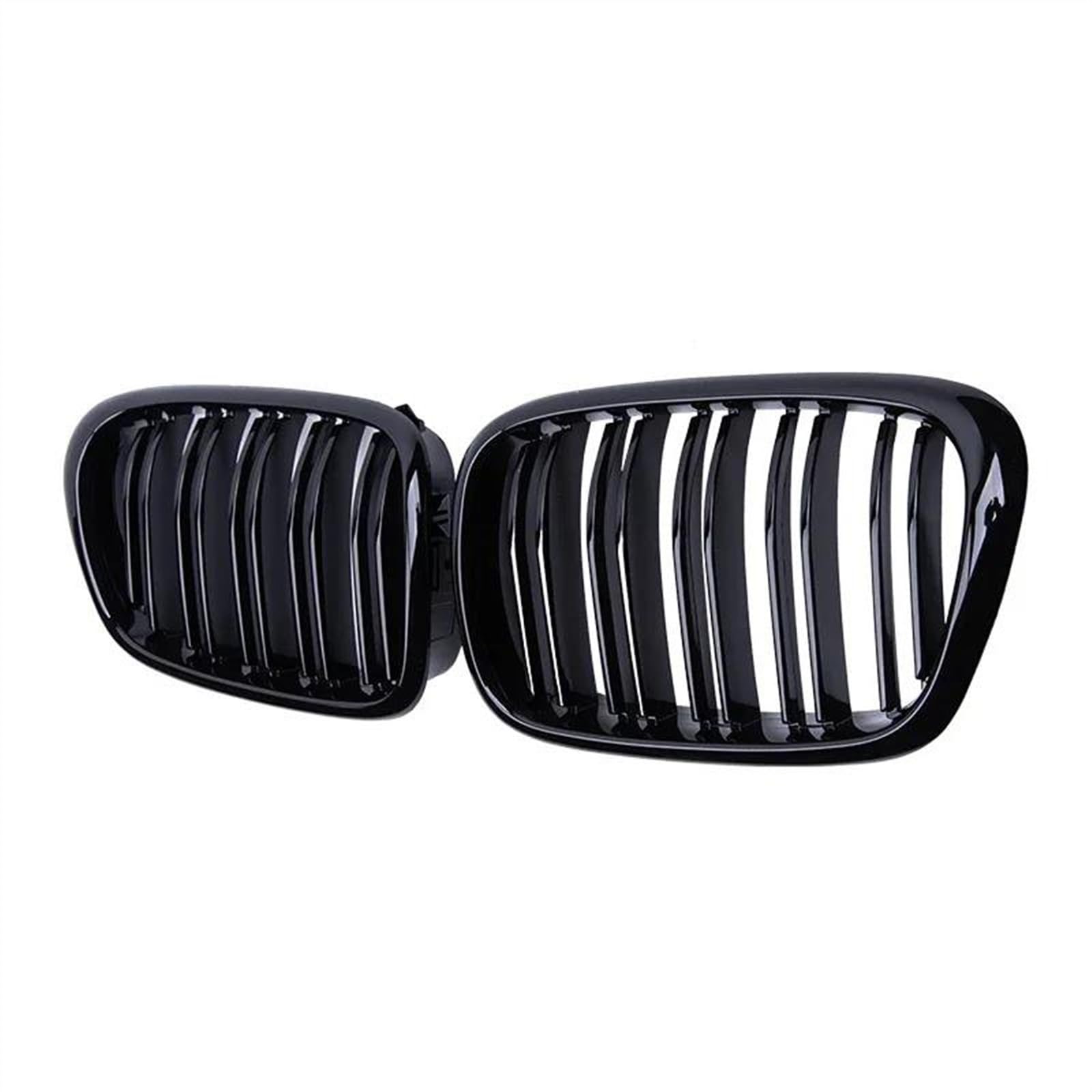 Frontstoßstangen-Kühlergrill Für B&MW E39 5er-Reihe 525 528 1999-2003 Schwarz Glänzender Frontstoßfänger Motorhaube Nieren-Renngrill Doppellamellengrill von MRNQCB