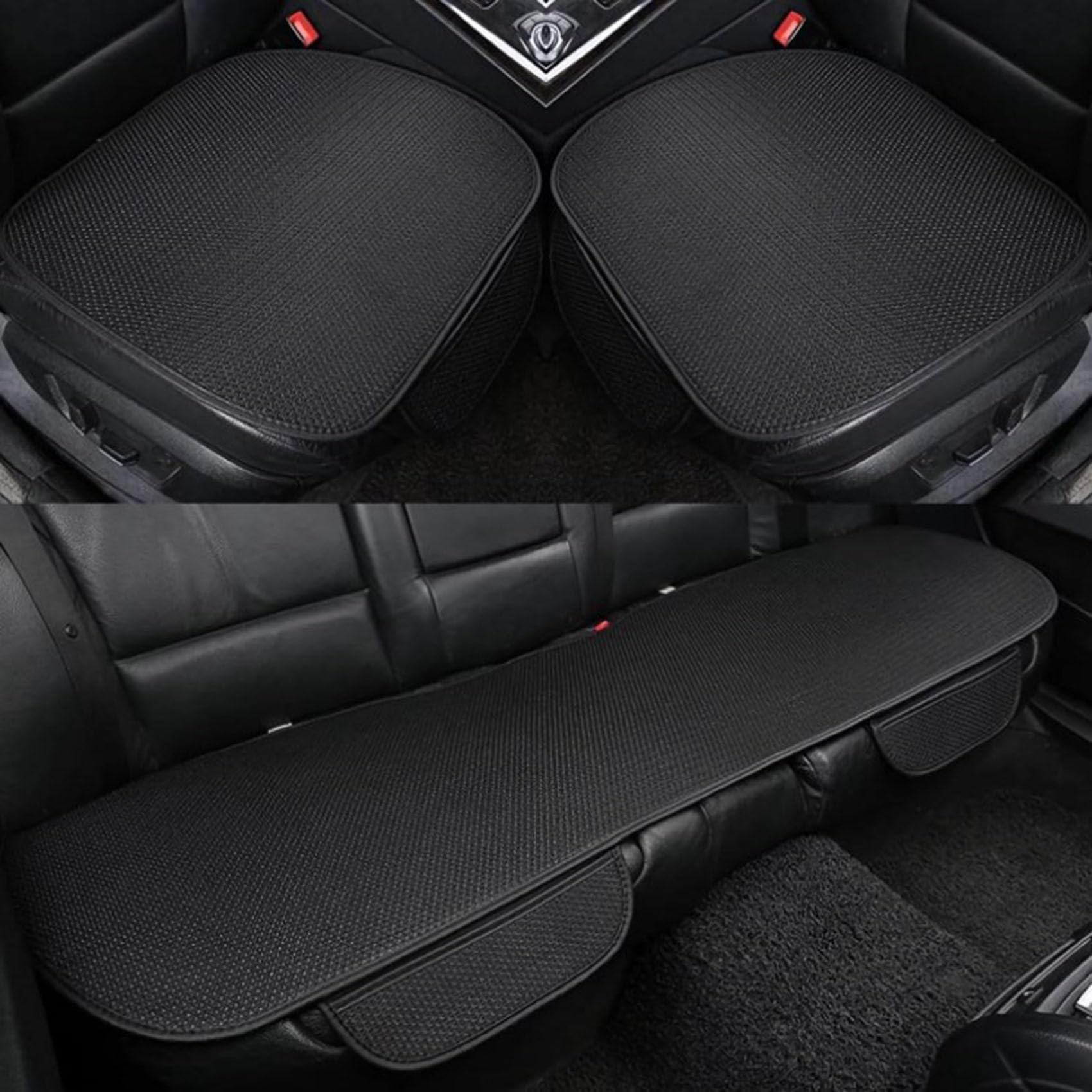 MRSYZDRM Auto Sitzbezüge Sets für Hyundai New 5 Seats Santafe 2013-2018,Eisseide Autositzbezüge Set Schonbezüge Sitzbezug Sitzauflagen Sitzschoner Innenraum Zubehör,A-Black-Full Set von MRSYZDRM