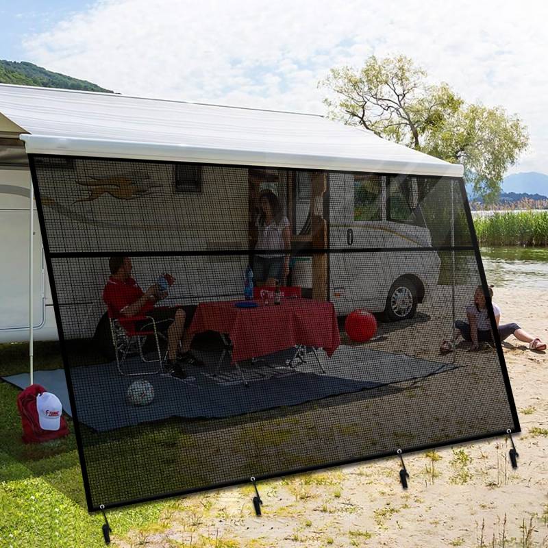 Seitenmarkise|Kann 87% Sonnenlicht Blockieren Wohnmobil View Blocker|RV Sonnenschirm+Kit|Reißverschluss RV Sonnenschirm|Winddicht, Sonnenschirm und Privatsphäre (Schwarz,2,46m x 3,35m)… von MRWiZMS