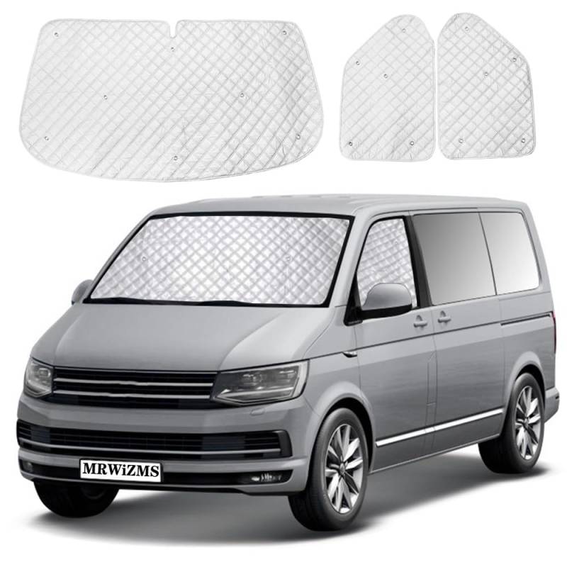 Thermomatten VW T5 T6, Thermomatte wohnmobil, Sonnenschutz Auto frontscheibe, Premium Aluminium-Vlies UV-Schutz, Verbesserte VW-Sonnenblende für die windschutzscheibe (VW T6) von MRWiZMS