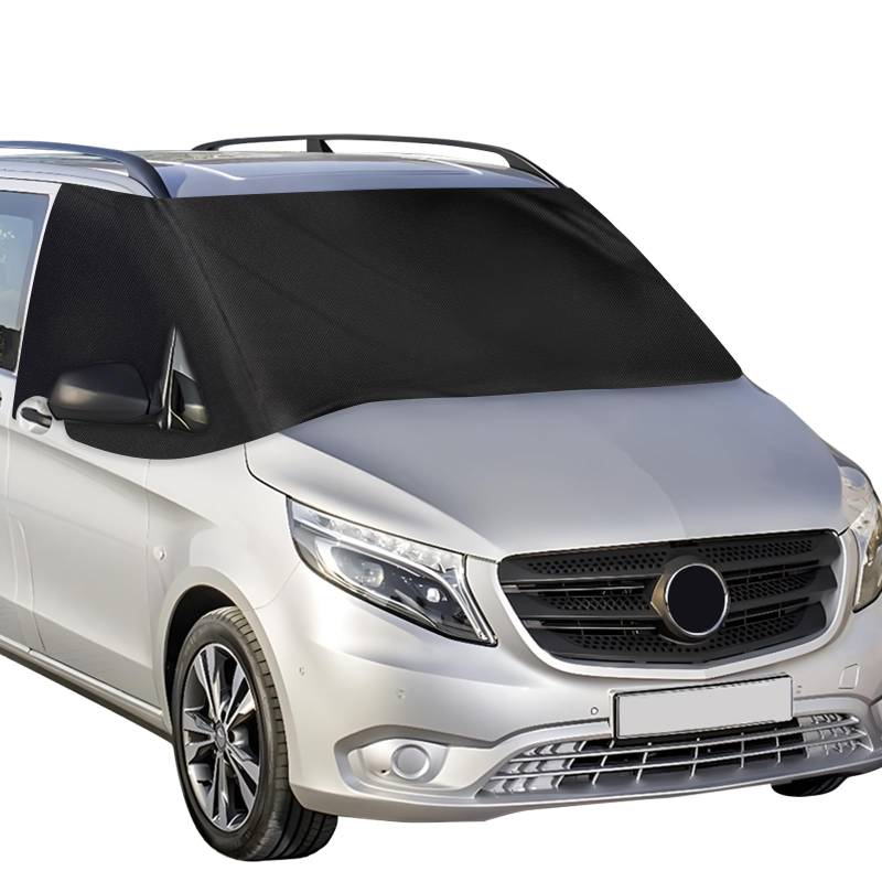 Windschutzscheibe Sonnenschutz für Mercedes-Benz VITO III W447 2014-2022, 600D Oxford Tuch 100% Lichtblockend, Wasserdicht, UV-Beständig/Frostbeständig/Frostbeständig (Schwarz,Vito W447 2014-2022) von MRWiZMS