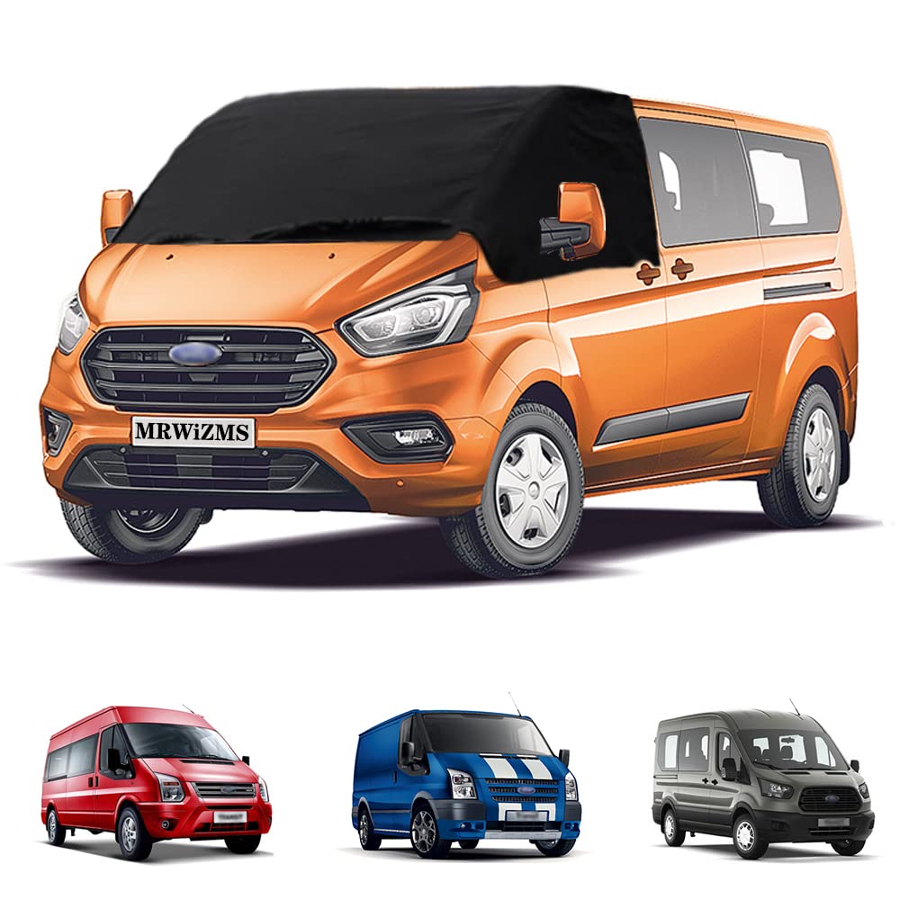 Windschutzscheibenabdeckung Ford Transit Custom, Frontscheibenabdeckung, 600D Oxford Sonnenschirm, Winddicht Frontscheibenabdeckung Auto, Wasserdicht, Wetterfest, UV-beständig, Sichtschutz von MRWiZMS