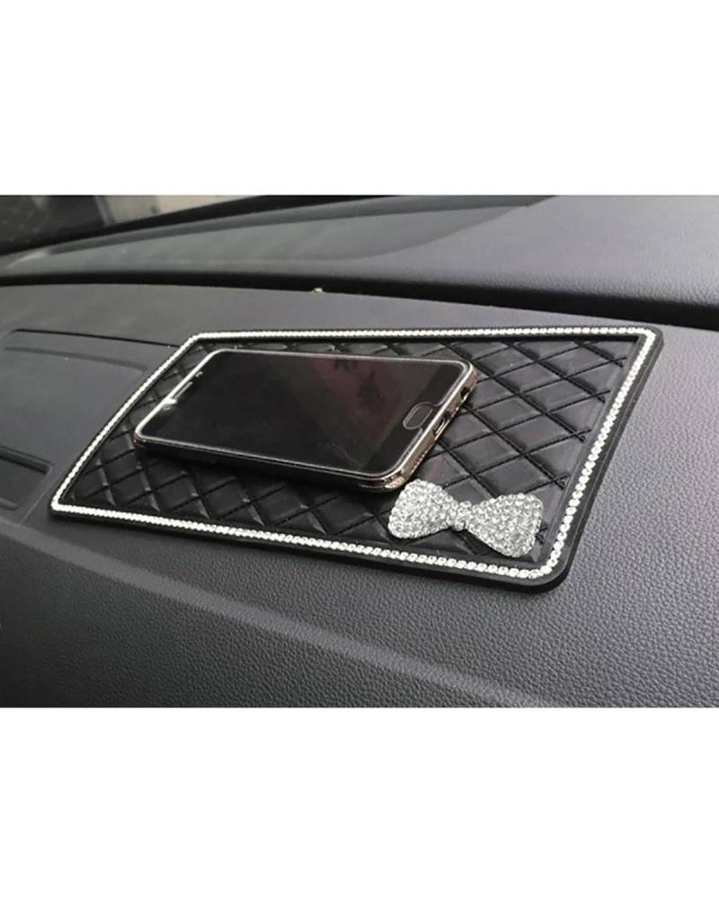 Auto Antirutschmatten 1 Stück Anti-Rutsch-Matte Diamant-Bogenknoten Auto-Armaturenbrett-Innendekoration PVC-Klebepad Für Telefonhalter GPS Auto-Innenzubehör Armaturenbrett Anti Rutsch Matten(Black) von MSDDWL