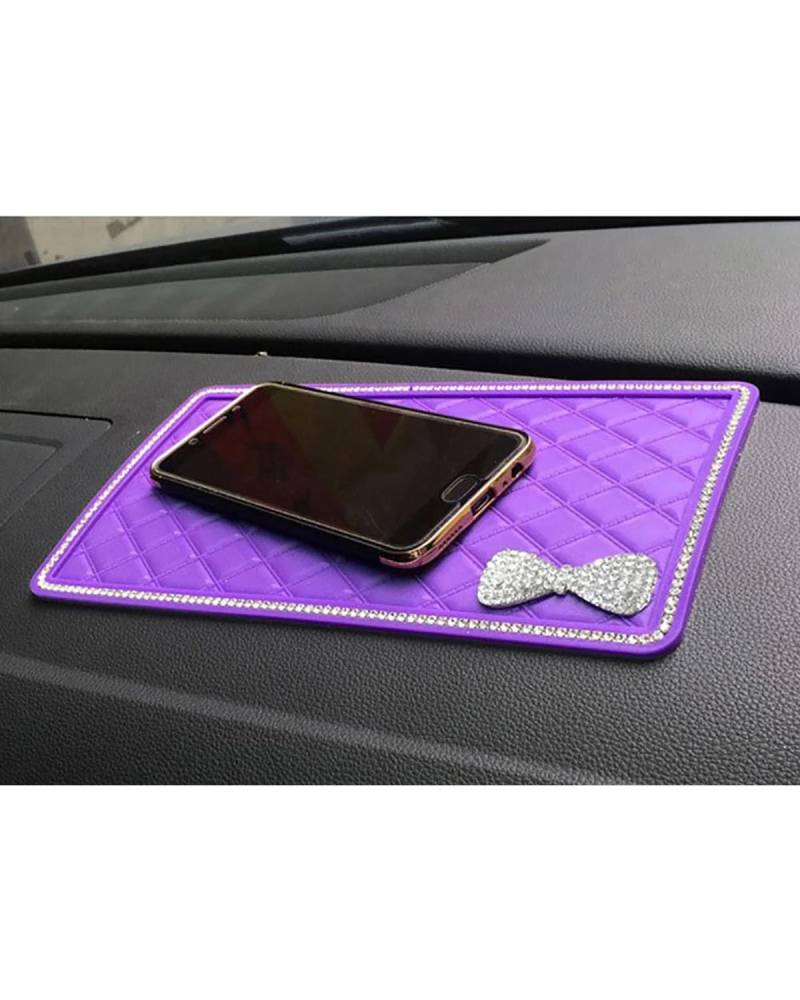 Auto Antirutschmatten 1 Stück Anti-Rutsch-Matte Diamant-Bogenknoten Auto-Armaturenbrett-Innendekoration PVC-Klebepad Für Telefonhalter GPS Auto-Innenzubehör Armaturenbrett Anti Rutsch Matten(Purple) von MSDDWL