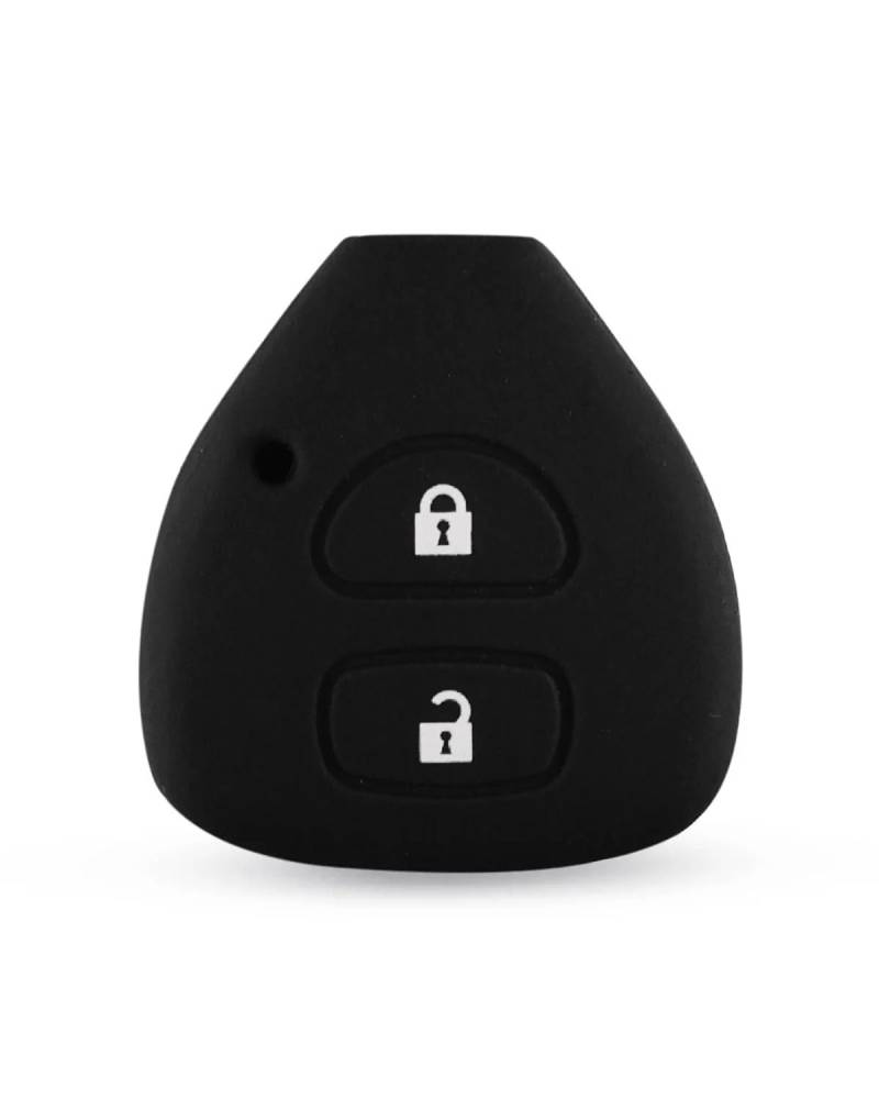 Funkschlüsseletui Silikon-Autoschlüsselabdeckung mit 2 Tasten für Toyota für Corolla Hilux Vitz für Rav4 Aqua für Camry Remote Key Case Shell Cover Autoschlüsselhülle(Black) von MSDDWL