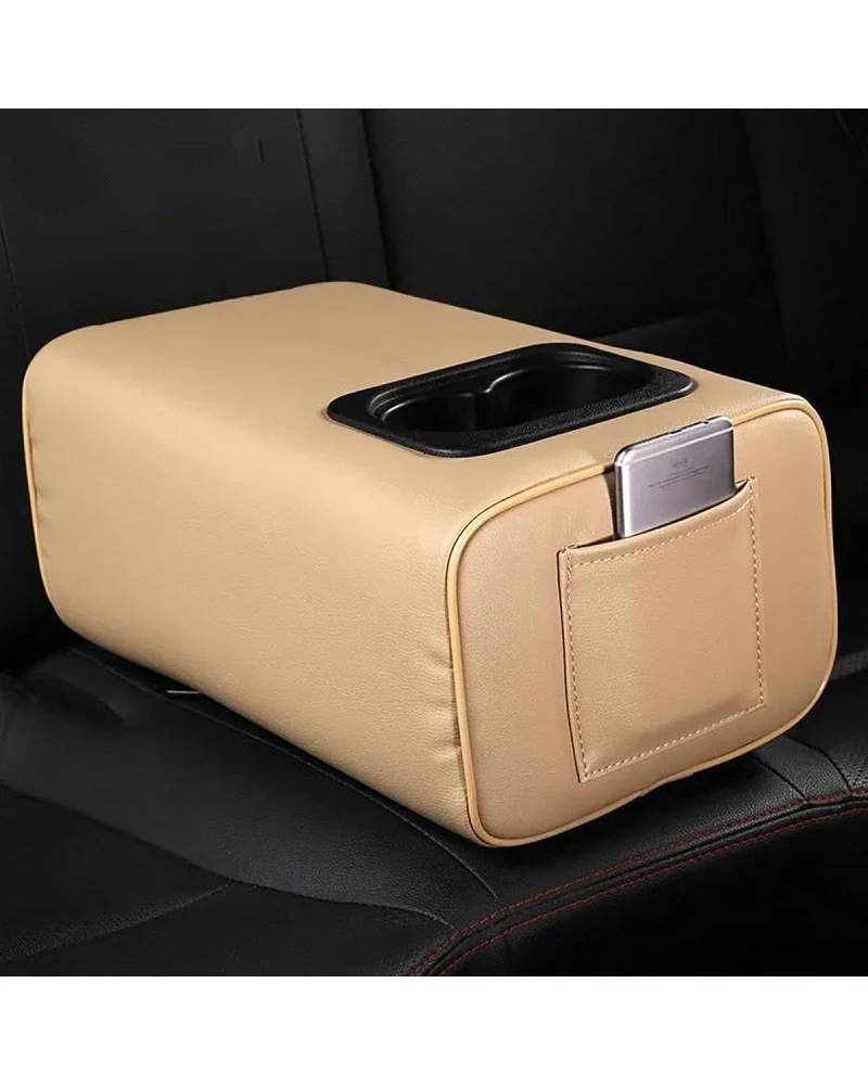 Mittelarmlehne Für Ford Für Explorer 2011-2021 Autos Auto Rücksitz Armlehne 2 Reihe Konsole Box Mit Getränkehalter Rest Rücksitz Armlehne Konsole Box Mittelkonsole Armlehne(Beige-Single Pocket) von MSDDWL