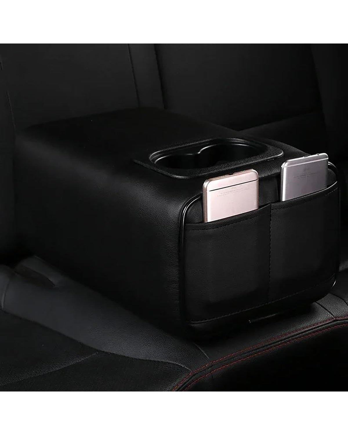 Mittelarmlehne Für Ford Für Explorer 2011-2021 Autos Auto Rücksitz Armlehne 2 Reihe Konsole Box Mit Getränkehalter Rest Rücksitz Armlehne Konsole Box Mittelkonsole Armlehne(Black-Double Pockets) von MSDDWL