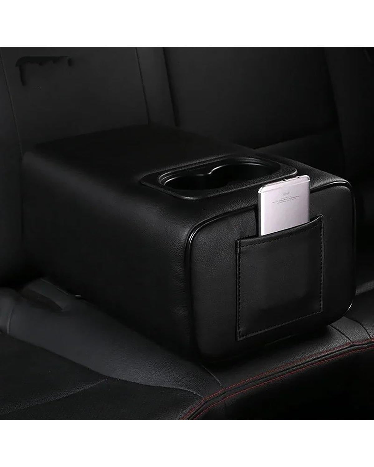 Mittelarmlehne Für Ford Für Explorer 2011-2021 Autos Auto Rücksitz Armlehne 2 Reihe Konsole Box Mit Getränkehalter Rest Rücksitz Armlehne Konsole Box Mittelkonsole Armlehne(Black-Single Pocket) von MSDDWL