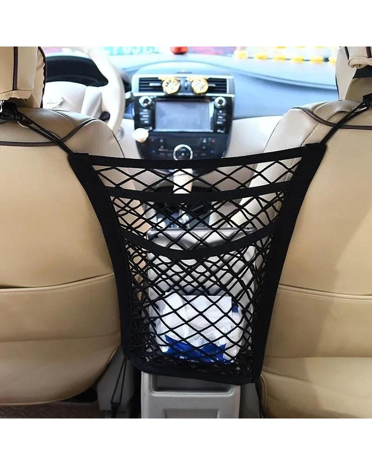 Rückenlehnenschutz Auto Auto-Aufbewahrungsnetztasche Zwischen Den Sitzen, Auto-Styling-Aufbewahrungstasche, Elastisches Netz, Organizer, Autozubehör Auto Rücksitz Organizer von MSDDWL