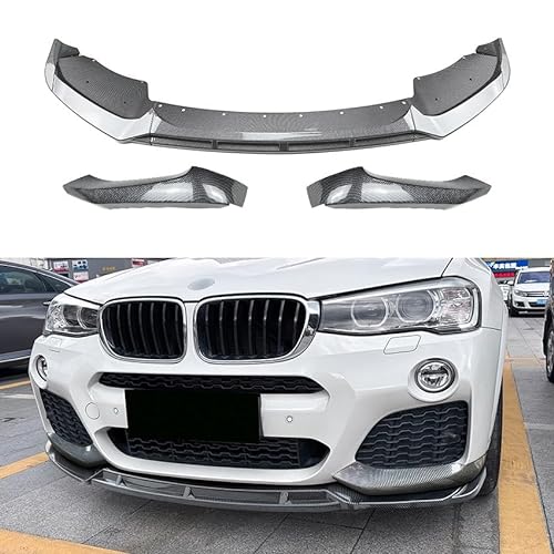 Auto Frontspoiler Lippe für BMW X3 F25 X4 F26 LCI 2014-2017 M Sport Kratzfest Kollisionssicher Lippenspoiler Frontstoßstangenlippe,A/Carbon Fiber Look von MSMDG