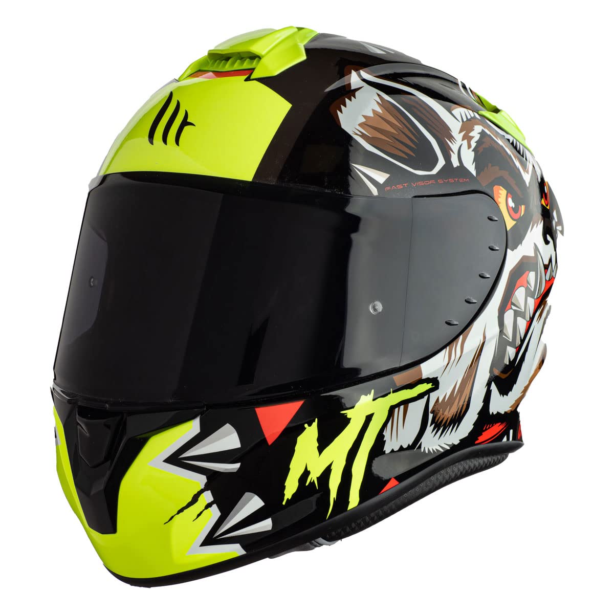 MT Helm Targo Crazydog G3 Neongelb glänzend M von MT HELMETS