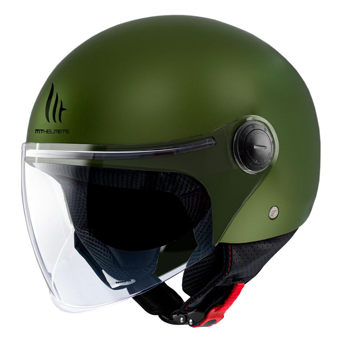 MT Helmets MT Helm Street S matt grün Größe XL | Helder Vizier | Jethelme | Druckknopf | Kunststoff | geeignet für Mofa, Moped, Motorrad, Roller von MT HELMETS