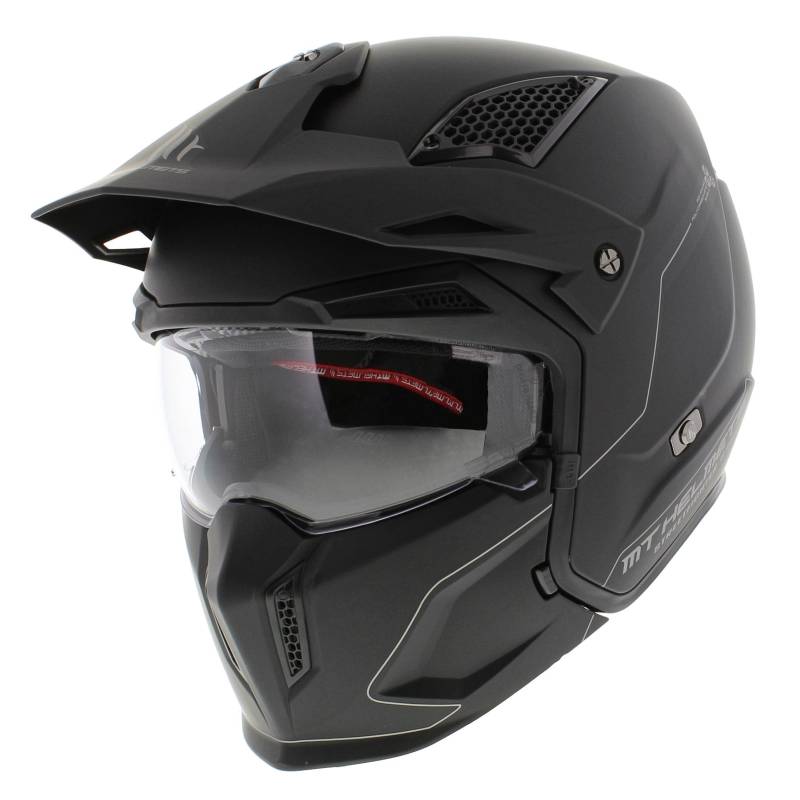 MT HELMETS MT Streetfighter S Mattschwarz Größe L | Klares Visier | Integralhelme | Ratsche | Kunststoff | geeignet für Mofa, Moped, Motorrad, Roller von MT HELMETS