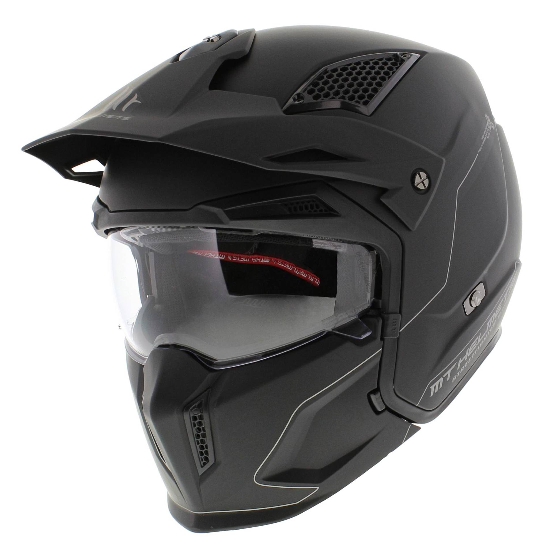 MT HELMETS MT Streetfighter S Mattschwarz Größe XL | Klares Visier | Integralhelme | Ratsche | Kunststoff | geeignet für Mofa, Moped, Motorrad, Roller von MT HELMETS