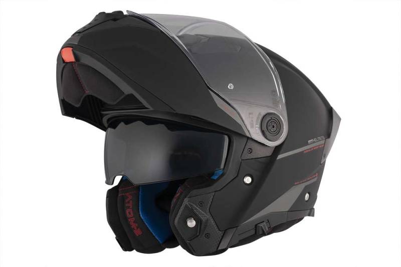 MT Helmets MT Systemhelm Atom Matt schwarz Größe M | Helder Vizier | Klapphelme | Ratsche | Kunststoff | geeignet für Mofa, Moped, Motorrad, Roller von MT HELMETS