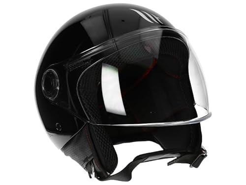 MT Street Jet-Helm · Motorrad-Helm Roller-Helm Scooter-Helm Bobber Mofa-Helm Chopper Retro Cruiser Vintage Pilot Biker ECE 22.05 (Schwarz, L) von MT HELMETS