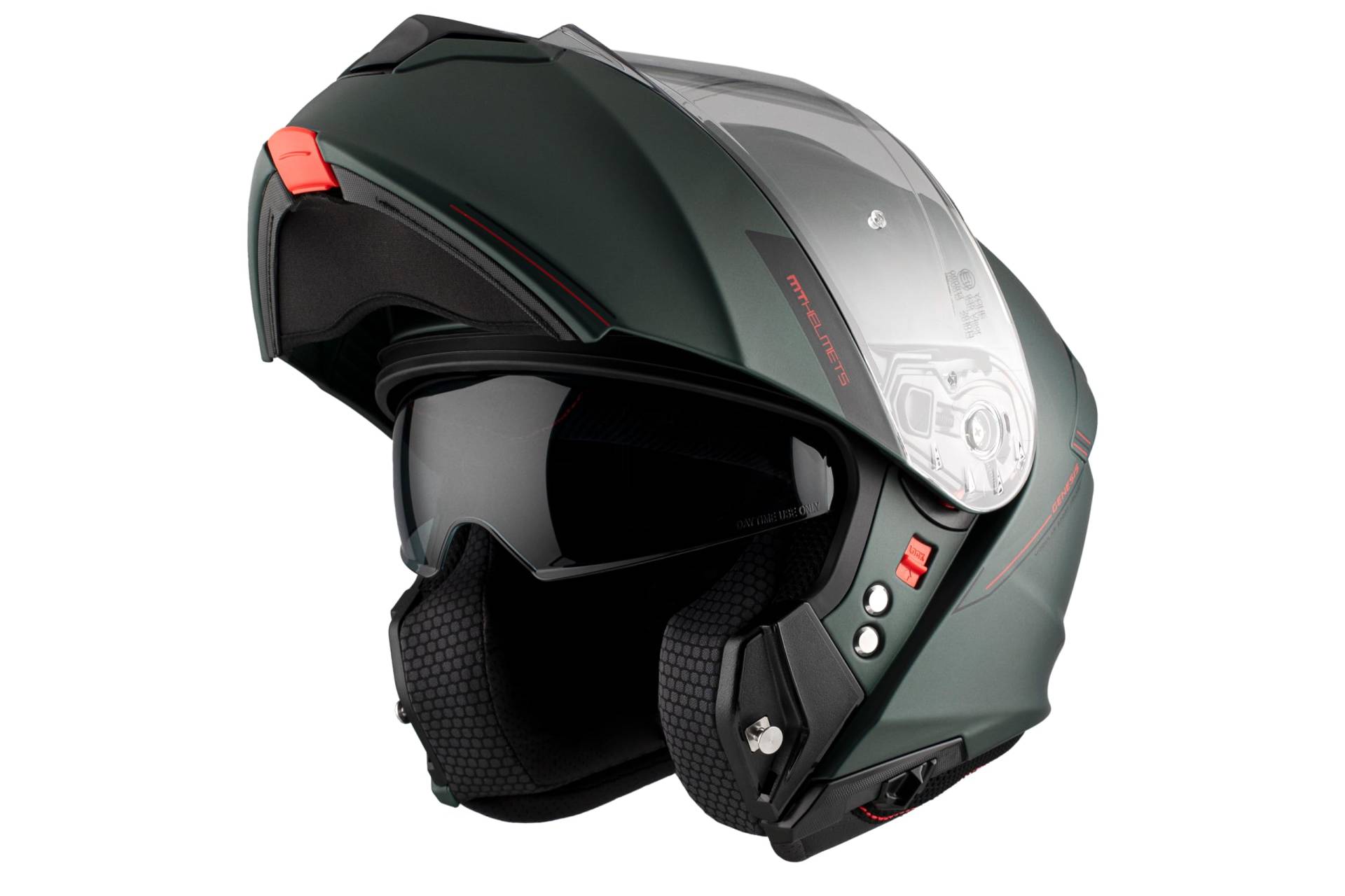 MT Genesis SV Klapphelm FU935SV Solido A6 Grün Matt Größe XL Motorradhelm mit Sonnenbrille von MT