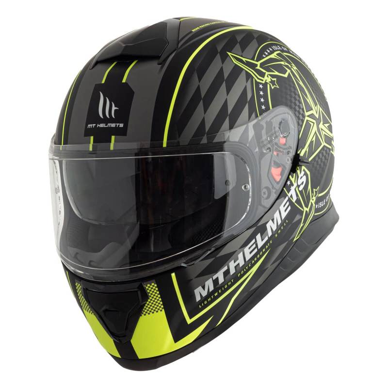 MT HELMETS Thunder 3 SV ISLE OF MAN A3 MATT BLACK FLUOR YELLO L von MT