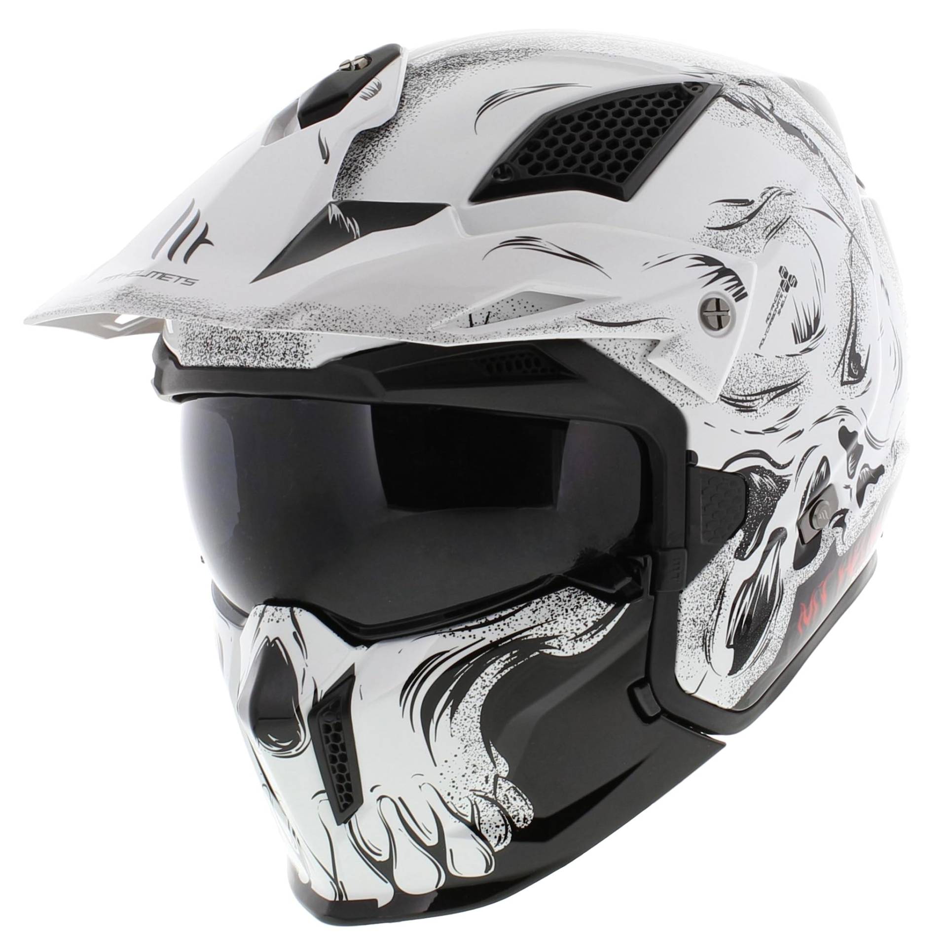 MT Streetfighter SV Darkness Helm glänzend schwarz weiß (M) von MT