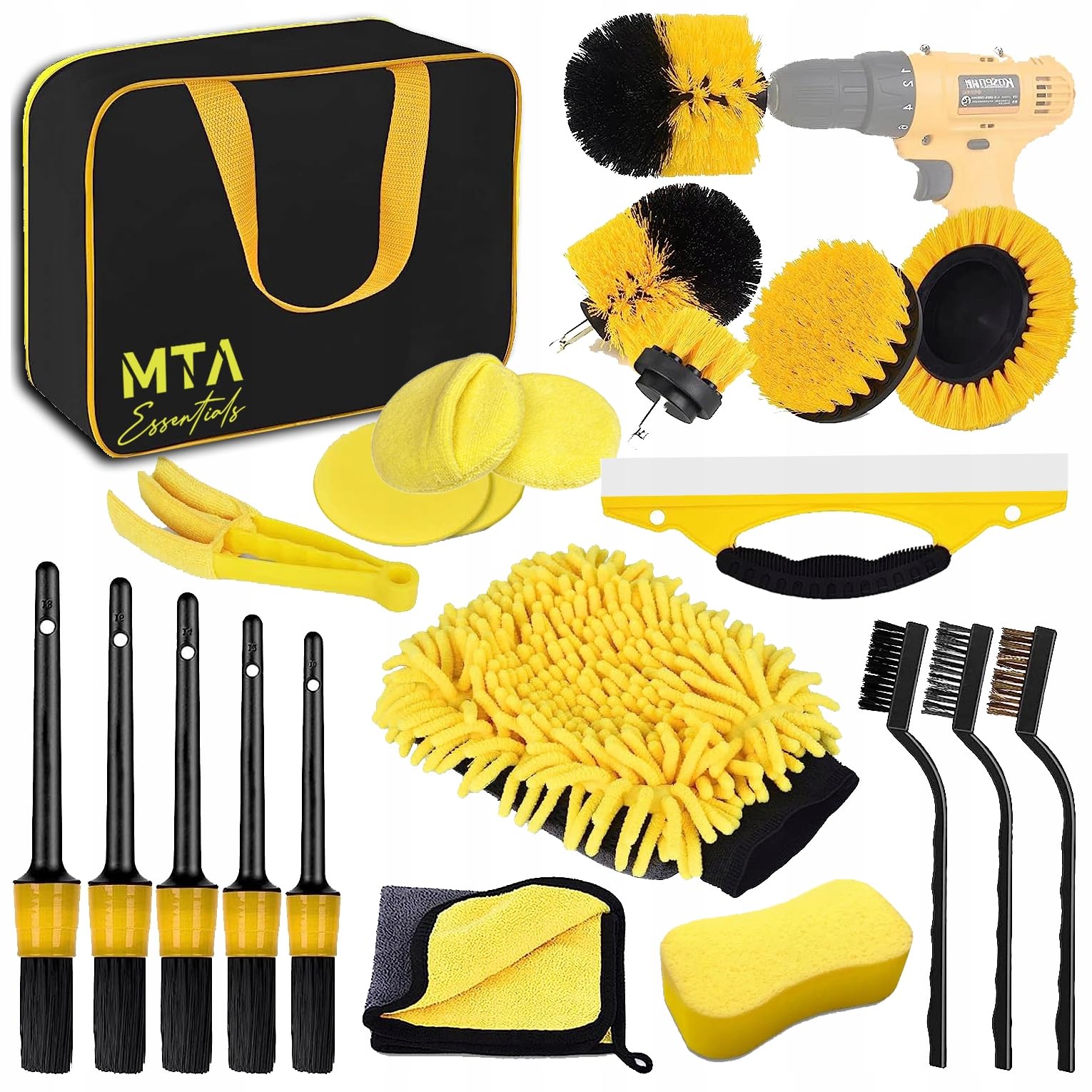 MTA Auto Reinigungsset, 22Pcs Autopflege Set Auto Detailingbürste Auto Wäsche Set Staubentfernungsbürste für Auto Innenraum und Außen, Lüftungsschlitz, Armaturenbrett, Motor, Rädern, Haushaltsreinigun von MTA