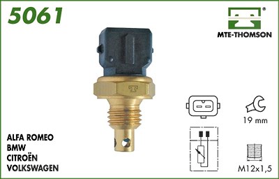 Mte-thomson Sensor, Ansauglufttemperatur [Hersteller-Nr. 5061] für Alfa Romeo, Audi, Bentley, BMW, Citroën, Ferrari, Honda, Iveco, Land Rover, Mg, Ope von MTE-THOMSON