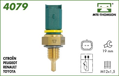 Mte-thomson Kühlmitteltemperatur-Sensor mit Dichtring Metall [Hersteller-Nr. 4079] für Citroën, Ds, Fiat, Lancia, Peugeot, Renault, Toyota von MTE-THOMSON