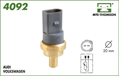 Mte-thomson Kühlmitteltemperatur-Sensor mit O-Dichtring [Hersteller-Nr. 4092] für Audi, Bentley, Jeep, Man, Mercedes-Benz, Mitsubishi, Porsche, Seat, von MTE-THOMSON