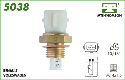 Mte-thomson Sensor, Ansauglufttemperatur [Hersteller-Nr. 5038] für Chevrolet, Daewoo, Renault, Volvo von MTE-THOMSON