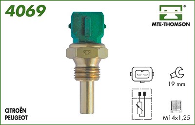 Mte-thomson Sensor, Kühlmitteltemperatur [Hersteller-Nr. 4069] für Citroën, Fiat, Lancia, Nissan, Peugeot, Rover von MTE-THOMSON